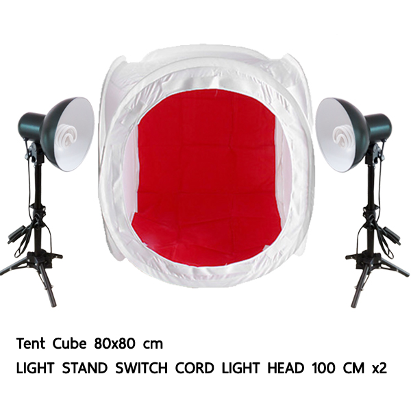 ชุดเต้นท์ถ่ายภาพ TENT CUBE 80cm Light Stand 100cm with Lamp Holders ชุดเต้นท์ถ่ายภาพ TENT CUBE 80cm Light Stand 100cm with Lamp Holders